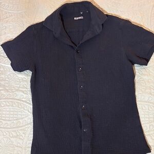 BESPOKE sport 100% cotton black button down shirt Men’s Size Small